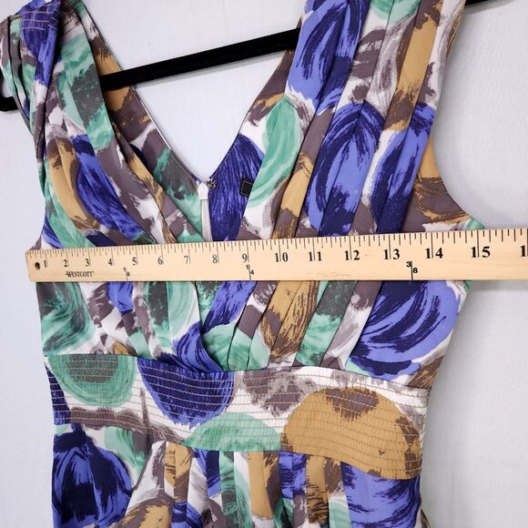 BCBG Maxazria 100% Silk Dress Size2 Short Drape Pleated Floral Elegant - Picture 8 of 13